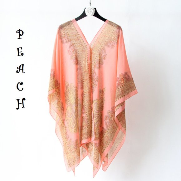 Extra Thai Silken Shawl Pink, Aquamarine, Black, Blue, Green & Peach Colors, O… - Picture 11 of 11